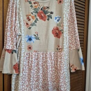 Womens Top with Animal Print Accents